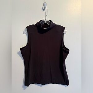 Hannah Large Black Mock Turtleneck Sleeveless Shirt Blouse Cotton-Blend Basic
